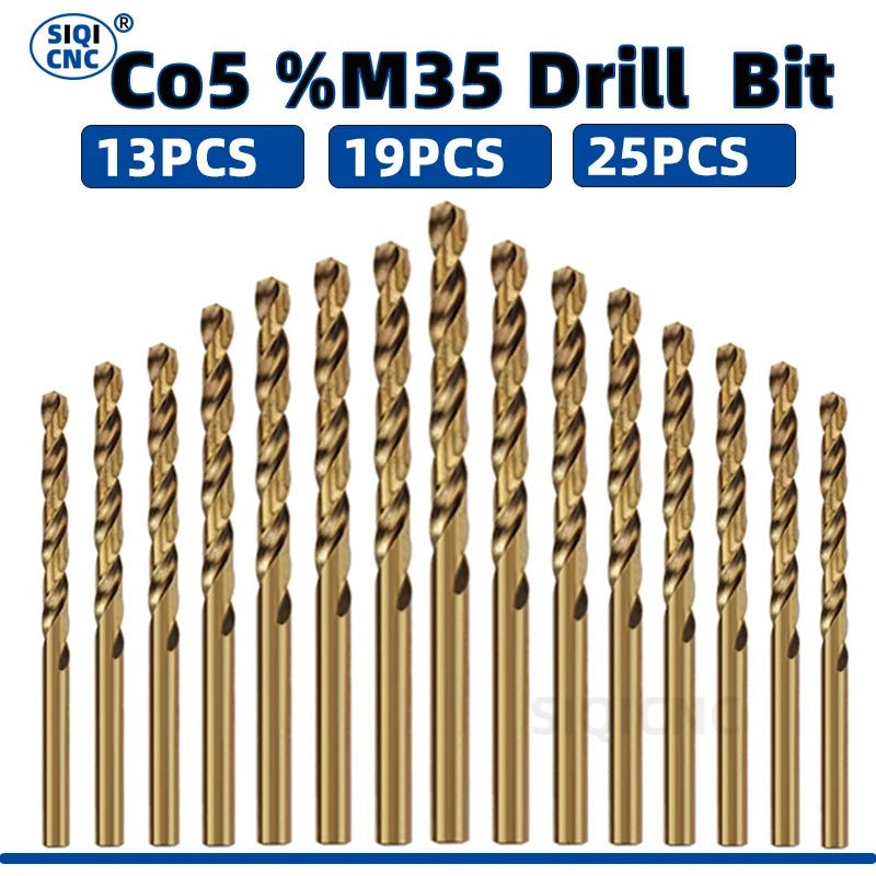 Cobalt Steel Twist Drill Bit M35 Stainless Steel Tool Set Titanium Metal Drills For Metal Stainless Steel Drilling