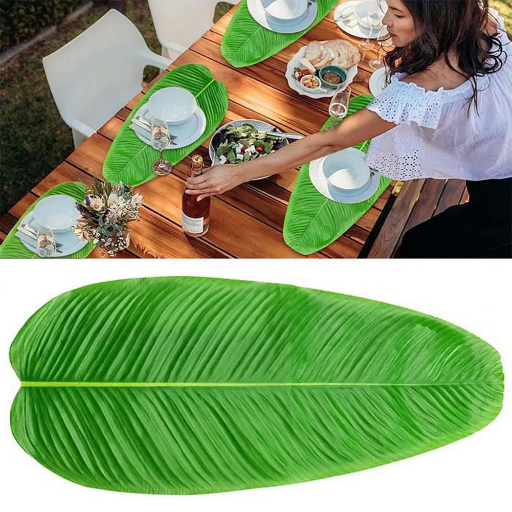 Artificial Banana Leaf Placemats Table Decoration Heat Resistant Drink Cup Coasters Faux Pad Dining Table Mats