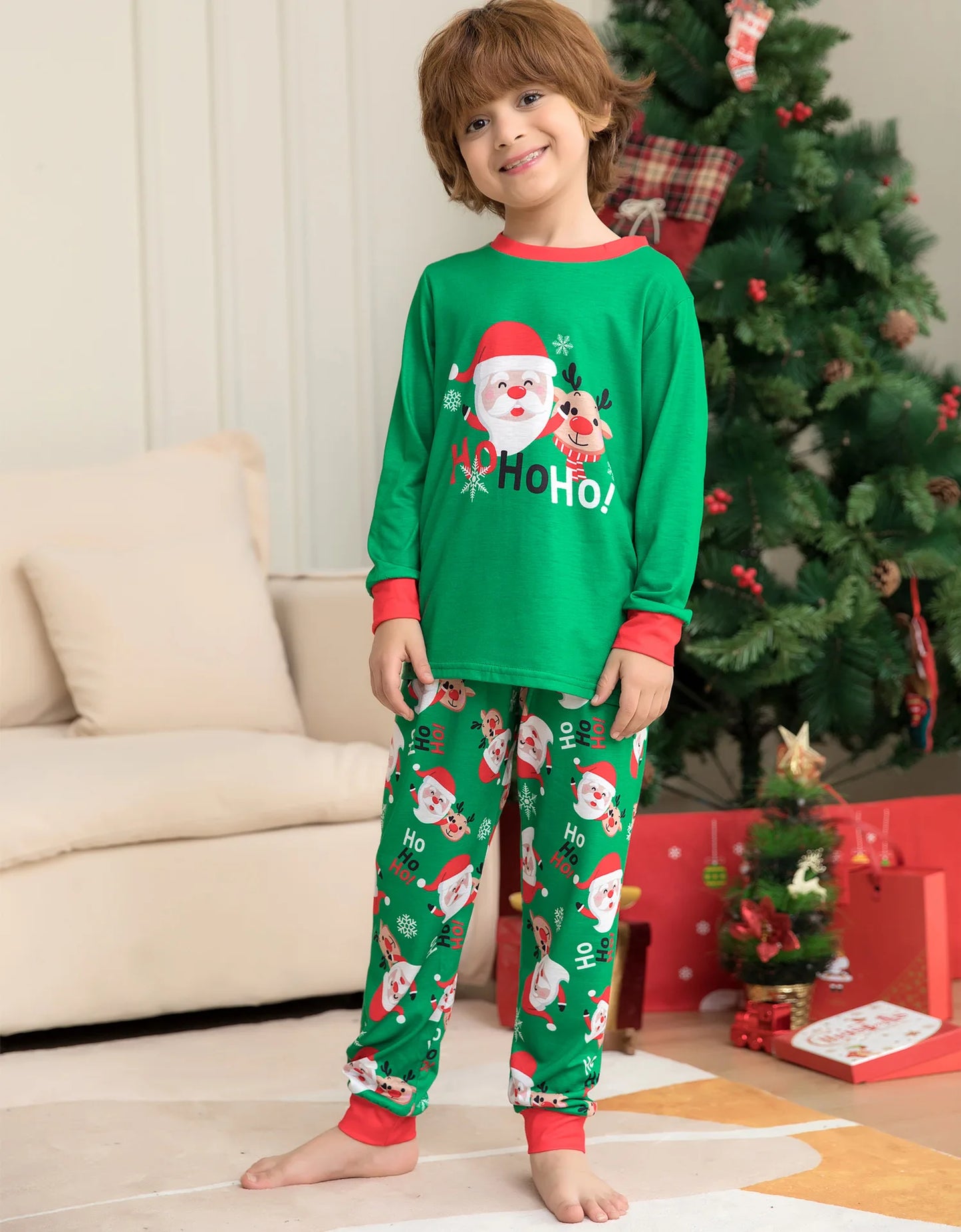 Pajama for Christmas family Matching clothing Old man print fashion pajamas pajama pants Parent-child outfit Mom, Dad, child, dog, family 2 sets