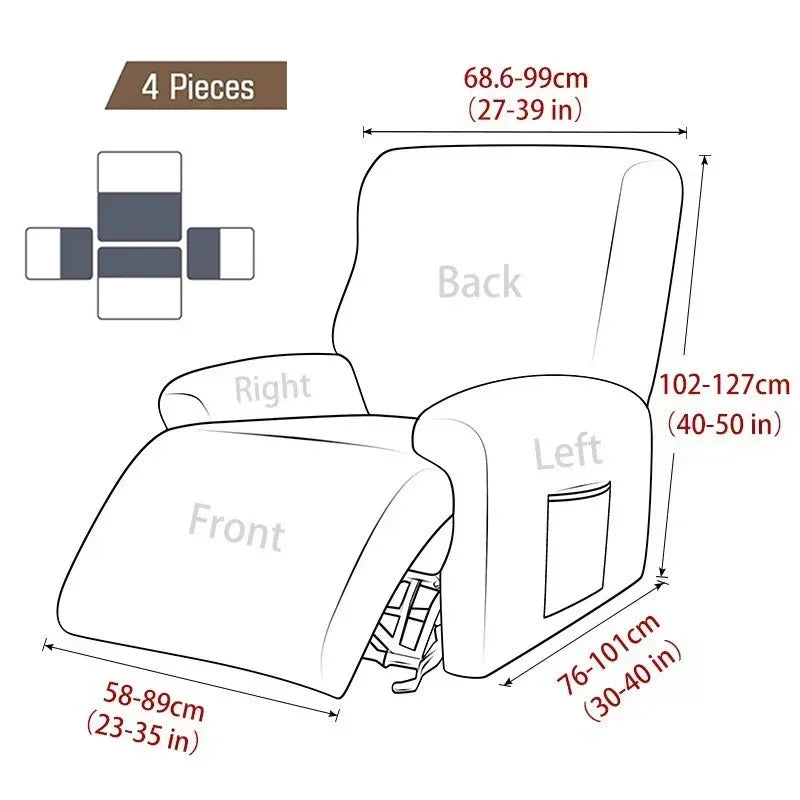 Jacquard Recliner Sofa Cover Non-slip Lazy Boy Sofa Cover All-inclusive Single Seater Couch Slipcover Armchair 4PCS/Set