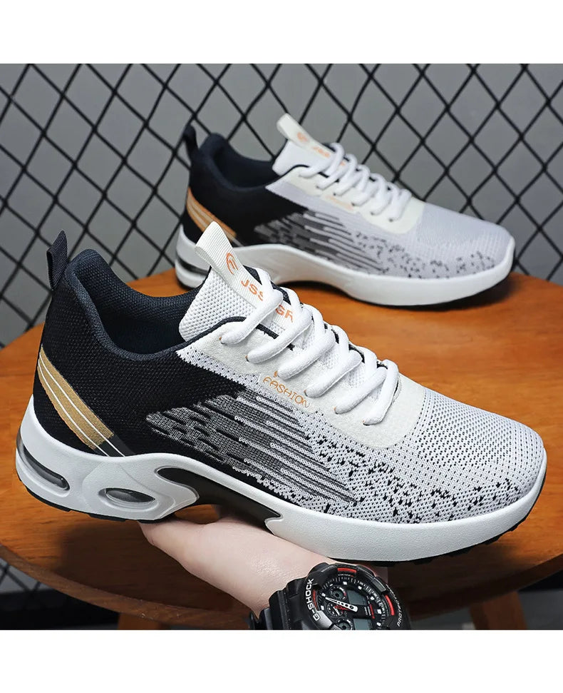 Men's Shoes lace-up Soft sole sports single shoes flying woven Casual style men's Running shoes sneakers