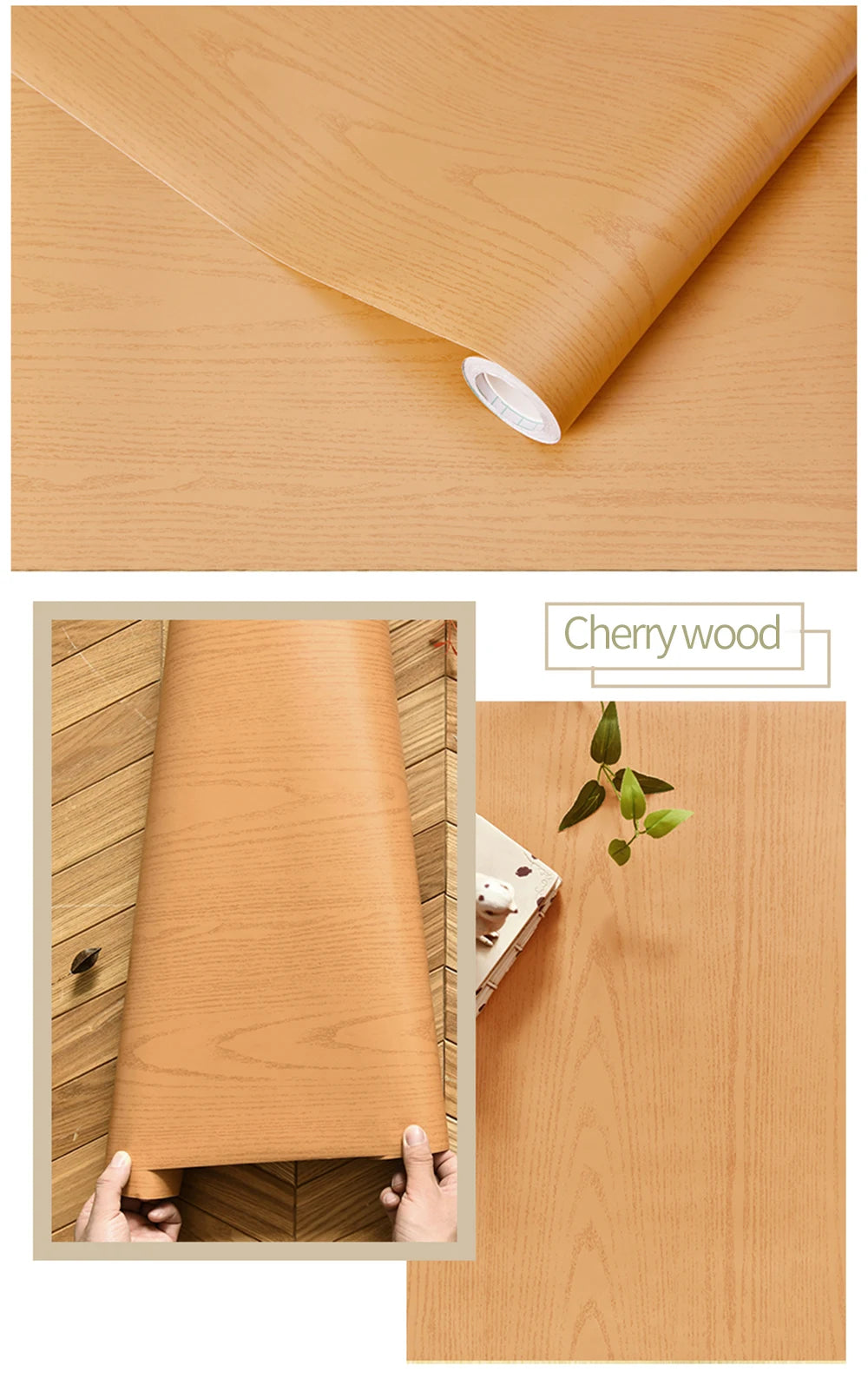 Waterproof Wood Vinyl Wallpaper Self Adhesive wallpapers Doors Cabinet Desktop Modern Furniture Decorative wall Paper