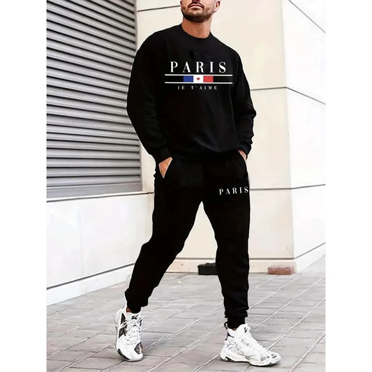 Fashion men's long-sleeved sportswear 2-piece casual fitness jogging sportswear + sports pants suit