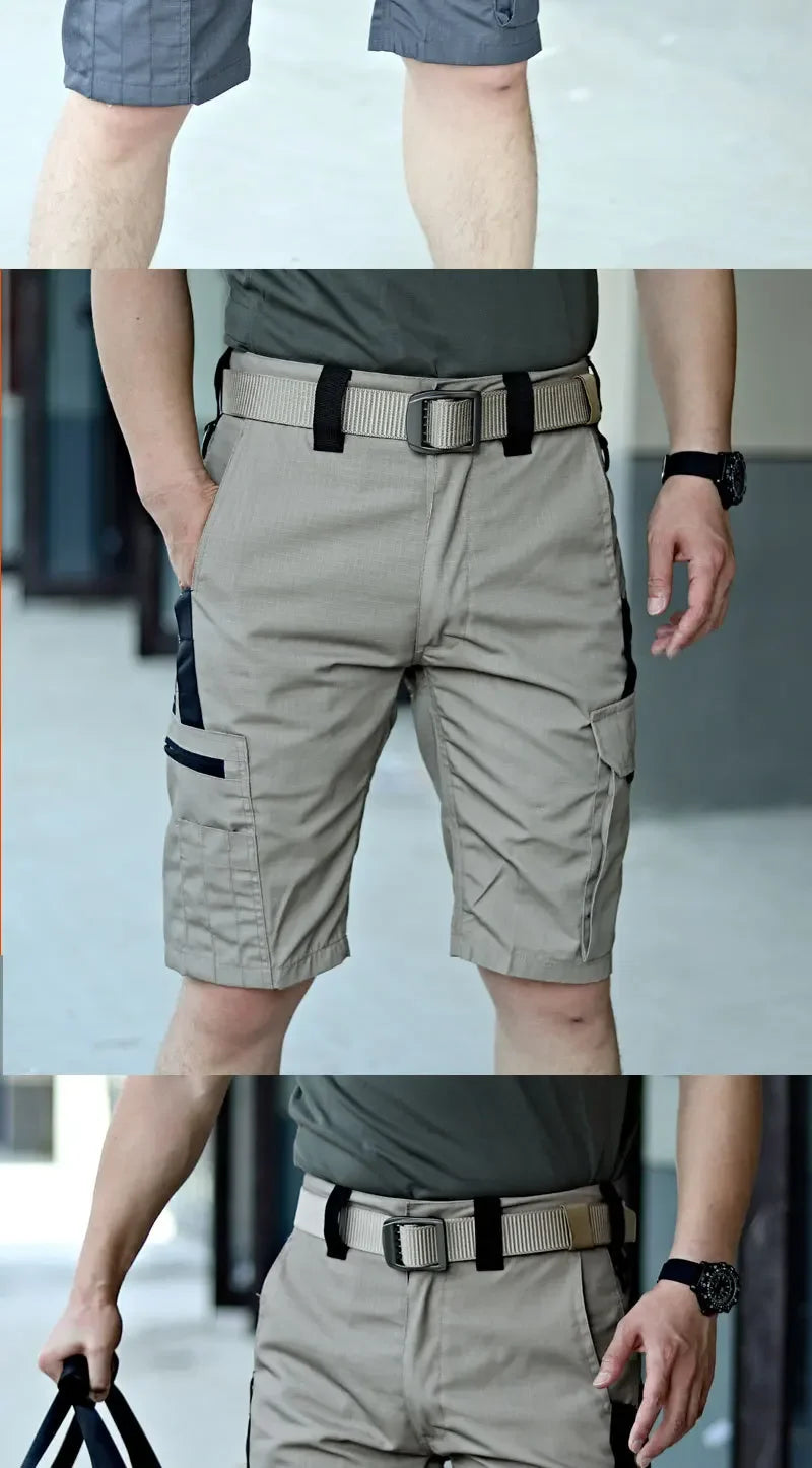 Men's Tactical Shorts Wear-resistant Waterproof Breathable Work Pants Military Multi-pocket Straight-leg Cargo Shorts