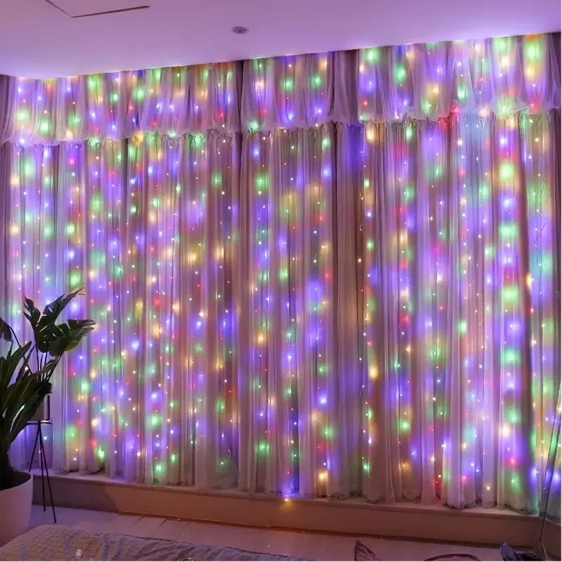 6/4/3M USB Curtain String Lights 8 Modes Fairy Light Christmas Tree Garland Light Party Bedroom Home Holiday Wedding Decoration