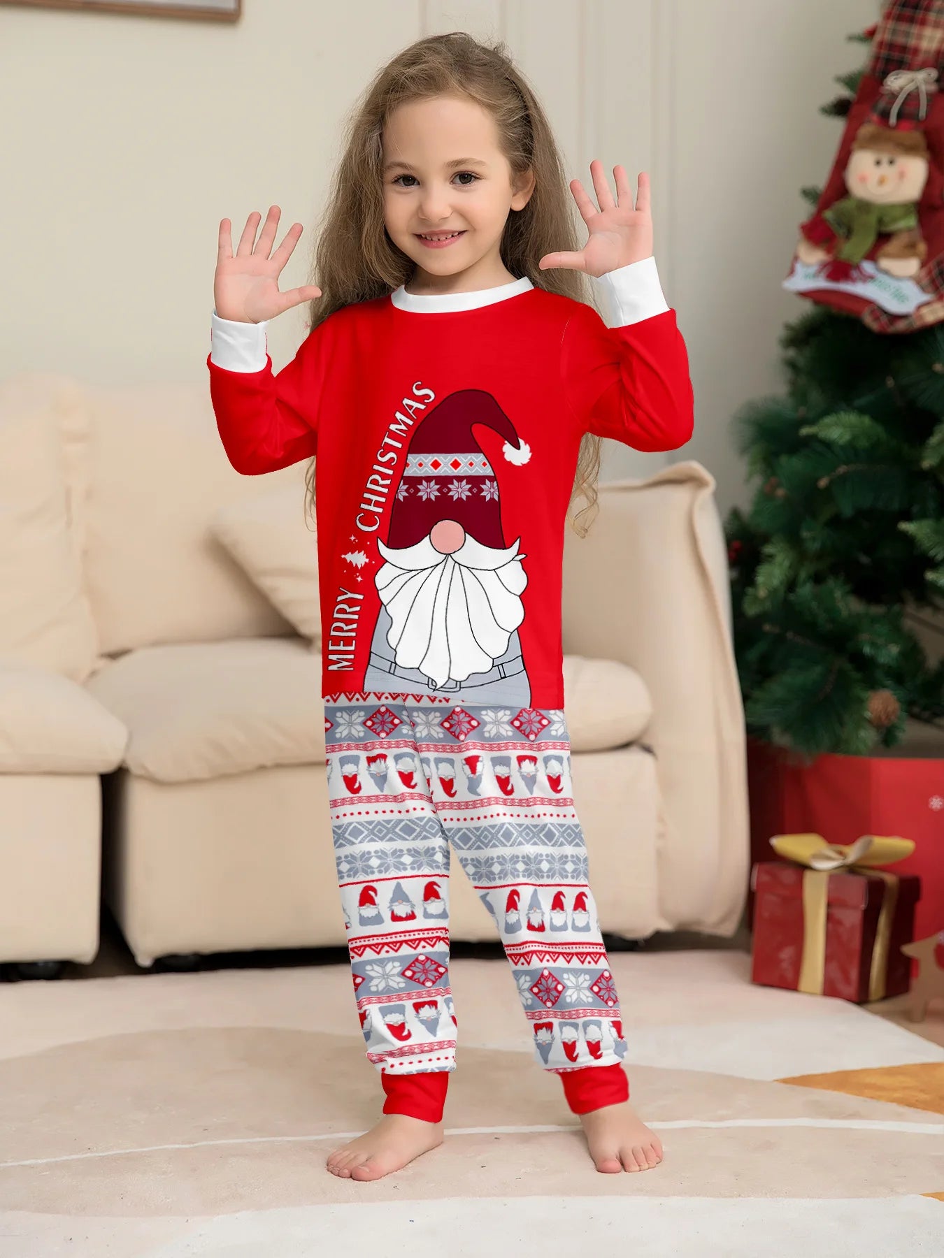 2024 Christmas parent-child clothing red family with a family Christmas clothing home clothing pajamas 2 sets