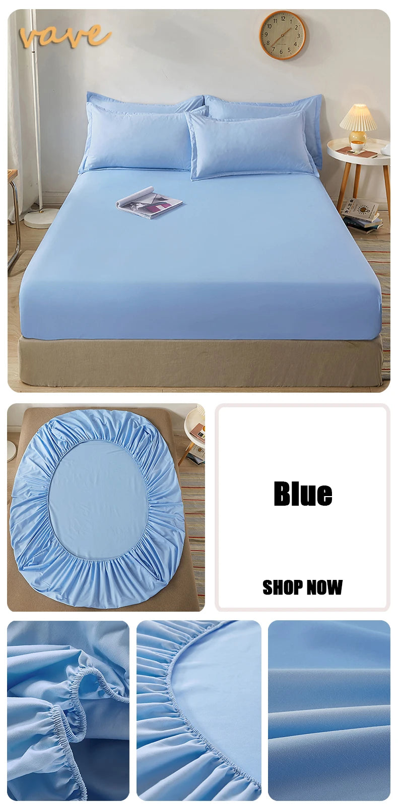 Bed Sheet with Elastic and Anti-slip Adjustable Mattress Cover for Single Double King Queen Bed 100% Cotton Fitted