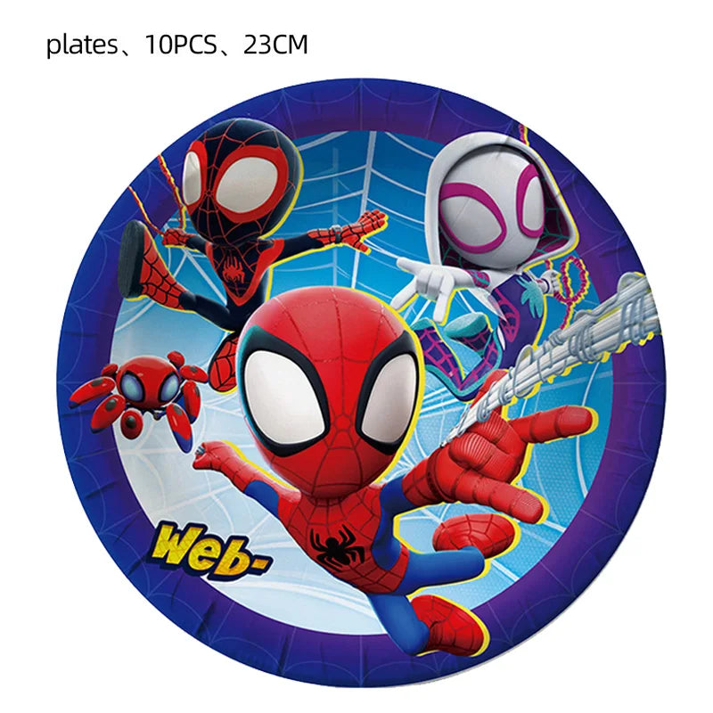 Spiderman Theme Birthday Party Decoration Marvel's Spidey And His Amazing Friends Aluminum Foil Balloon Disposable Tableware