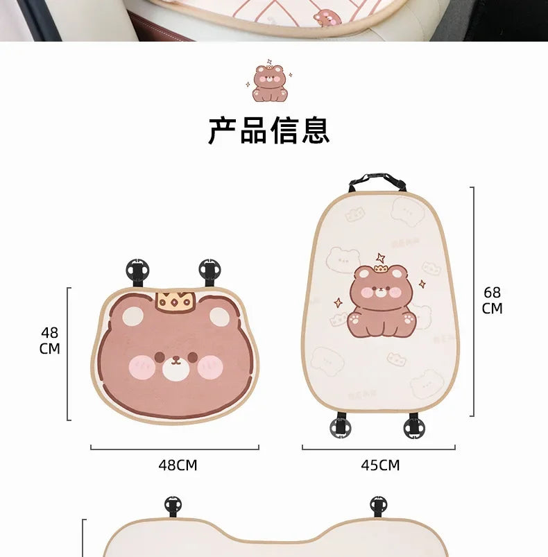 2024 Cartoon Bear Car Seat Cushion Full Set Soft Plush Cute Seat Cushion Cover Fashion Decoration Interior Accessories Universal