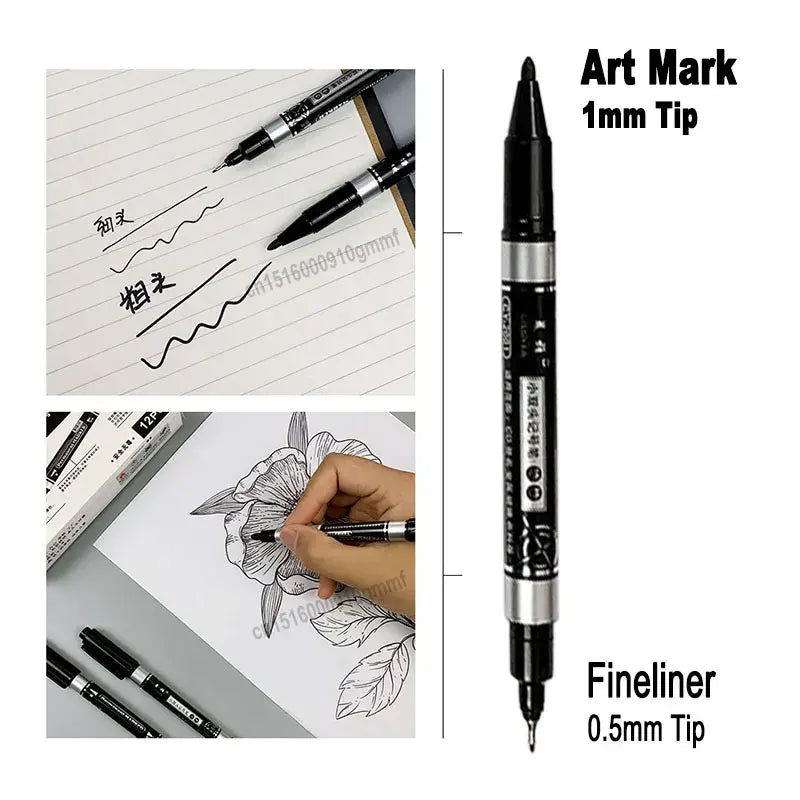 Permanent Art Marker Fine liner Pen 0.5mm 1mm Fine Line Comics Painting Drawing Signature Writing Stationery