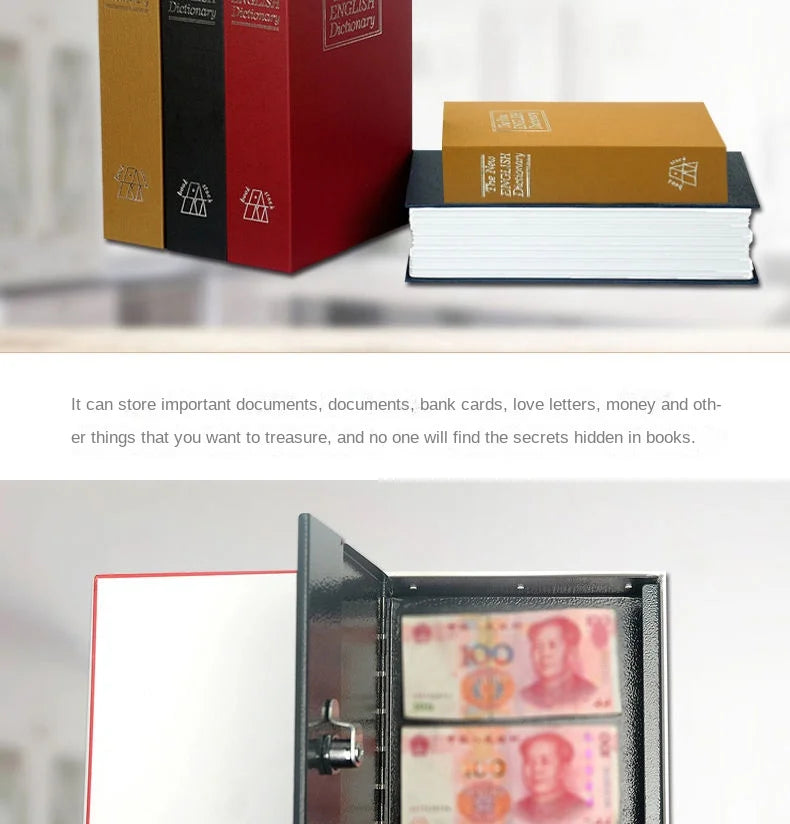 Book safe with lock password box storage password box home key money box can put coins in and can deposit and withdraw money box