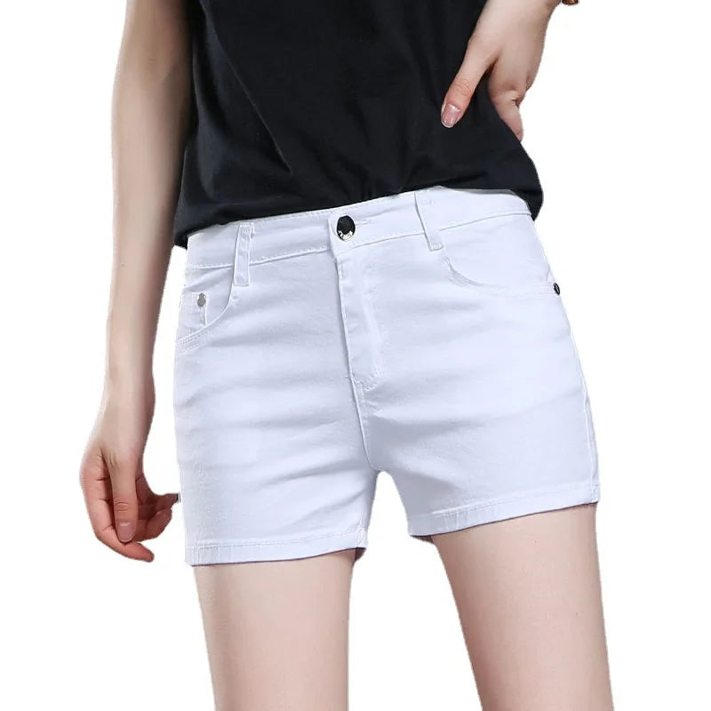 Color Summer Cool Mid Rise Denim Shorts Women Slim Fit Cotton Breeches Fresh Sweet Girl Casual Pants Clothes Gift