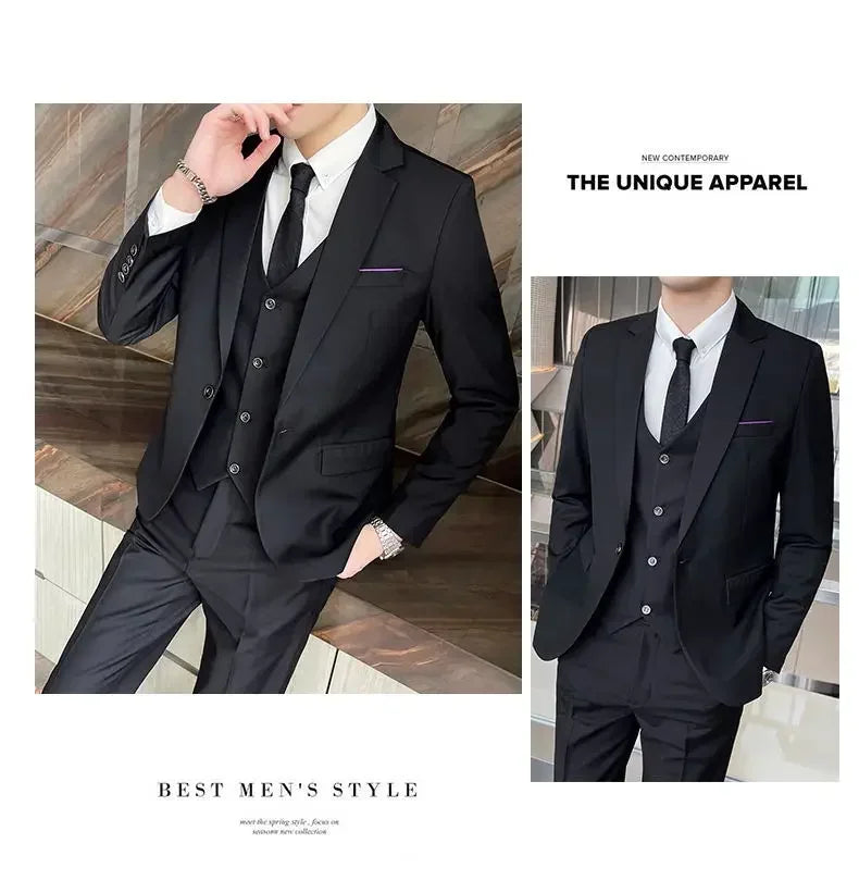 Blazer, Vest & Pants Men's Fashion Business Gentleman Professional Formal Dress Korean Version Banquet Dress Suit 6XL