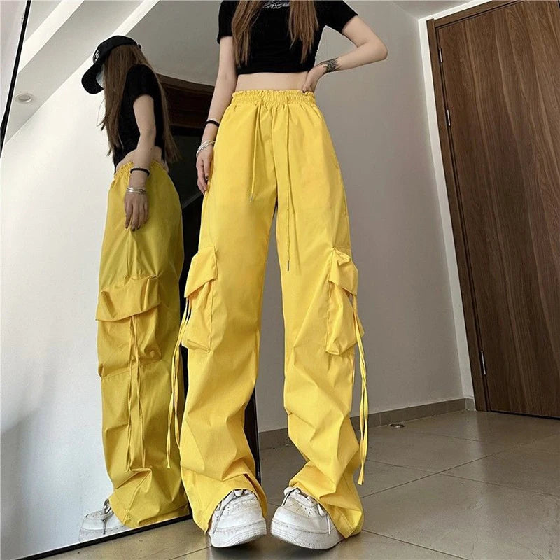 Cargo Pant Women Hip Hop Loose Casual Trousers American High Waist Big Pockets