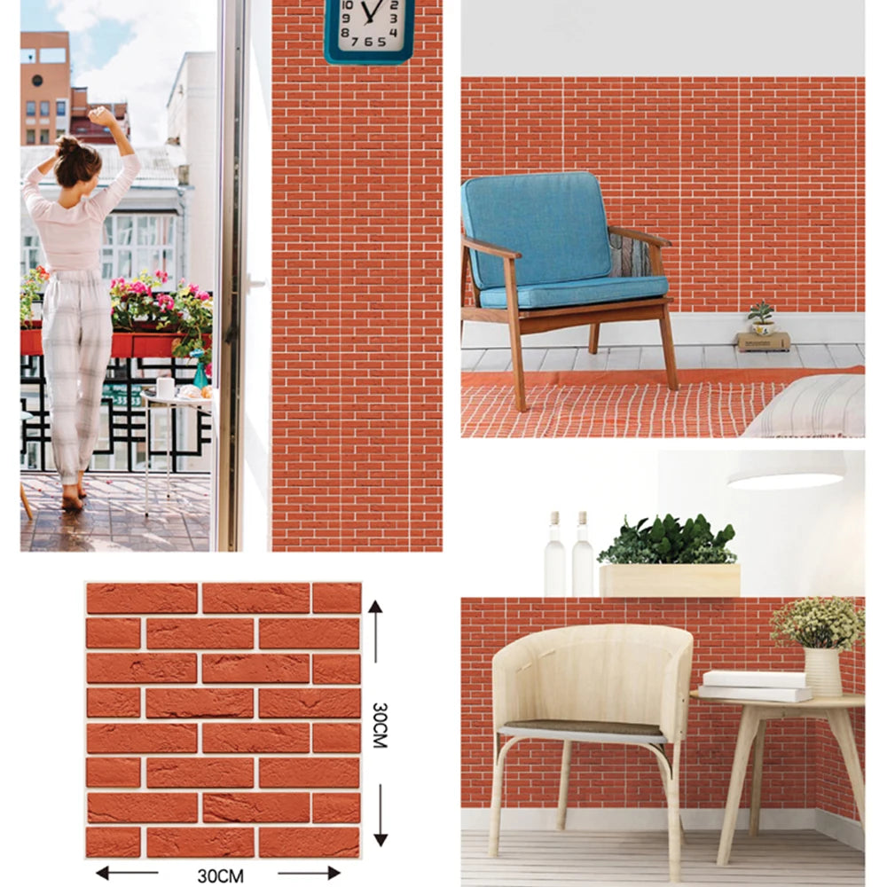 3D Wall Sticker Imitation Brick Wallpaper Decor Waterproof Self Adhesive Wall Stickers Home Decor Living Room Kitchen 5/10/20Pcs