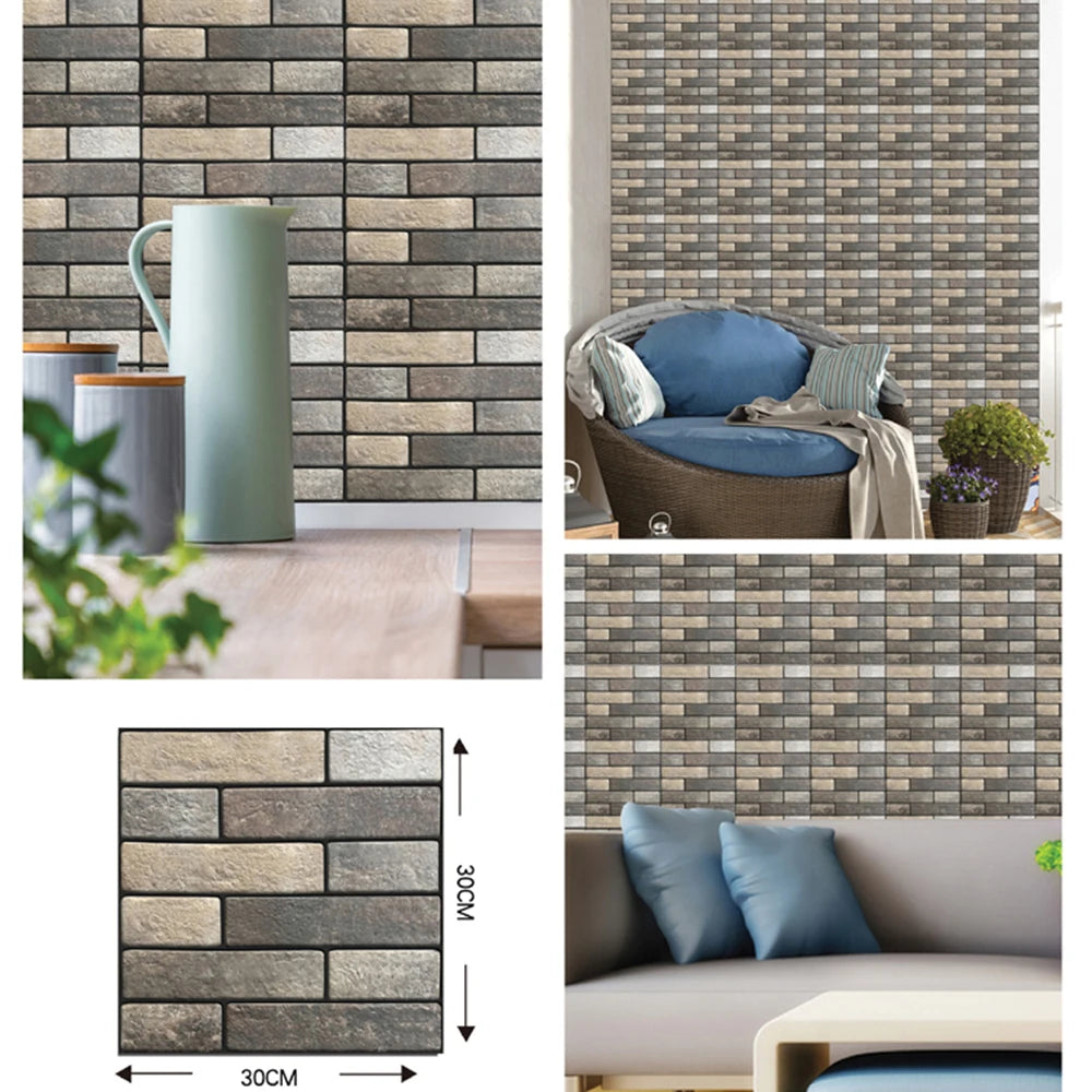 3D Wall Sticker Imitation Brick Wallpaper Decor Waterproof Self Adhesive Wall Stickers Home Decor Living Room Kitchen 5/10/20Pcs