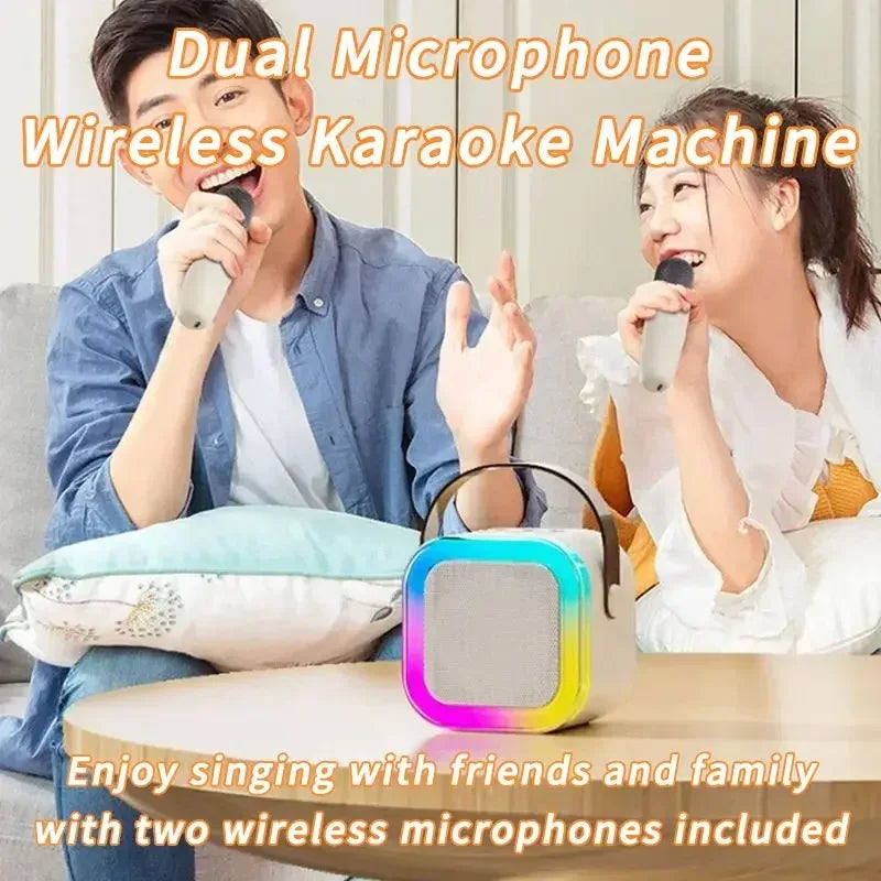 Wireless Microphone Karaoke Bluetooth Speaker Portable RGB Colorful Lights