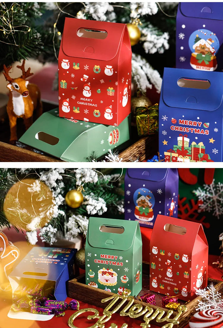 10pcs Christmas gift bag small gift biscuits snowflake crisp biscuits colourful box Christmas Eve candy box portable box