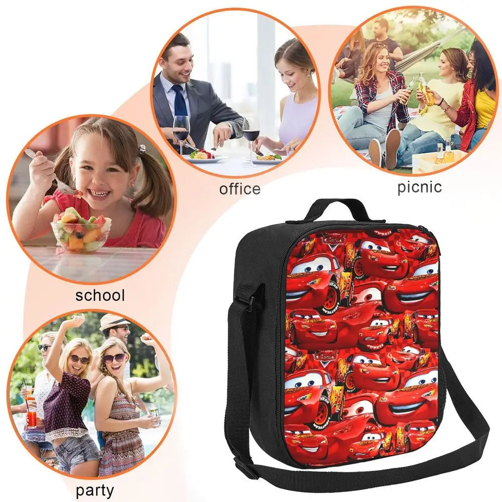 Lightning McQueen Racer Thermal Insulated Lunch Bag Women Lunch Tote for Kids School Children Storage Bento Food Box