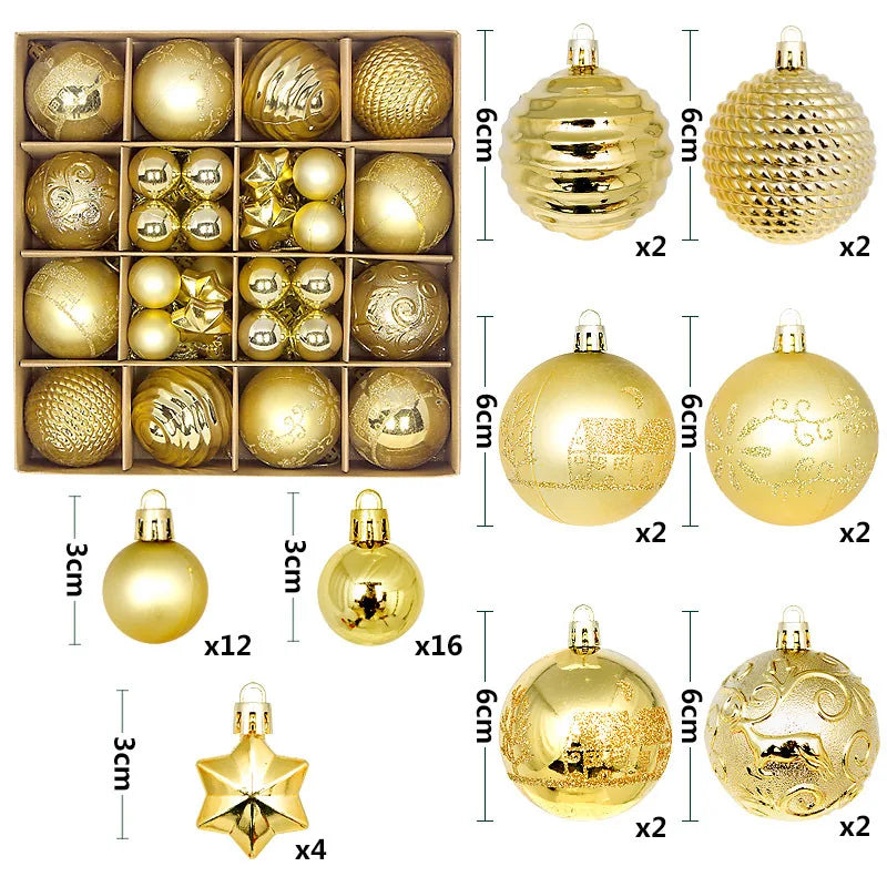 Christmas Ball Ornament Set Big Xmas Tree Hanging Pendant Snowflake Merry Christmas Decoration for Home