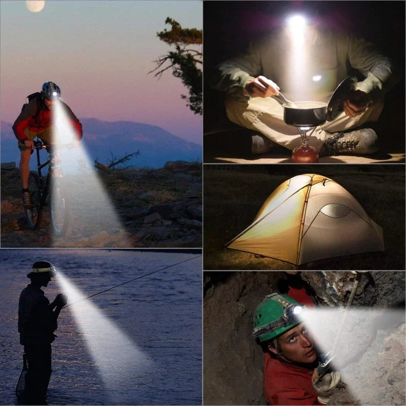 Powerful LED Headlamp Rechargeable Telescopic Zoomable Headlight Outdoor Waterproof Work Head Lamp High Lumen Head Torch