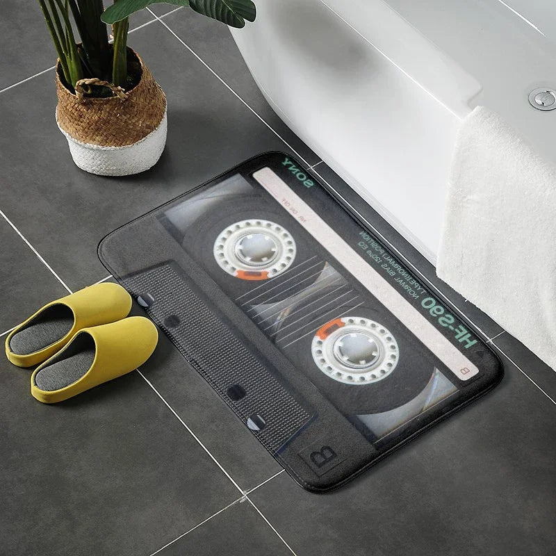 Retro Cassette Music Tape Floor Mat Multiple Choice Funny Entrance Door Mat Living Room Kitchen Non-Slip Carpet Bathroom Doormat