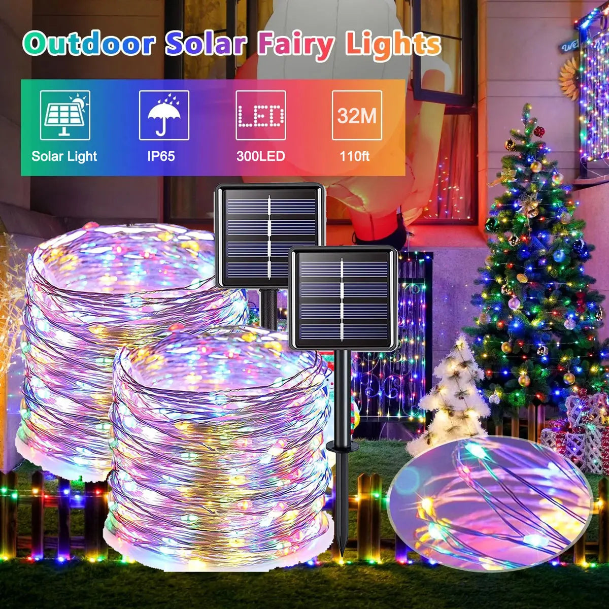 Solar LED Light 7M/22M/32M Outdoor Garden Waterproof Fairy Garland String Lights Christmas Holiday Party Decoration Solar Lights