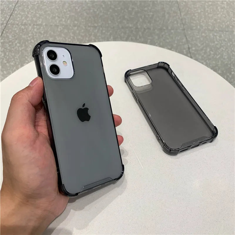 Shockproof Silicone Phone Case For iPhone 16 15 13 12 Pro Max 11 XR 7 8 Plus SE Matte Protect Cover For Men