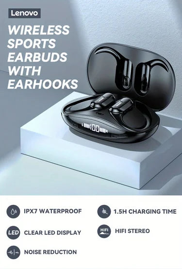 Lenovo Wireless Headphones with Mics, Button Control, LED Power Display