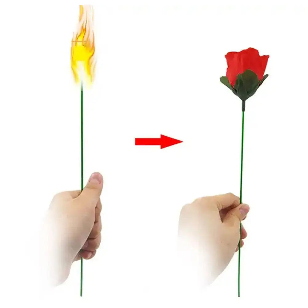 Torch to Flower Fire Magic Tricks Flame Appearing Flower Professional Magician Bar Illusion Props Torch to Rose Magician Joke