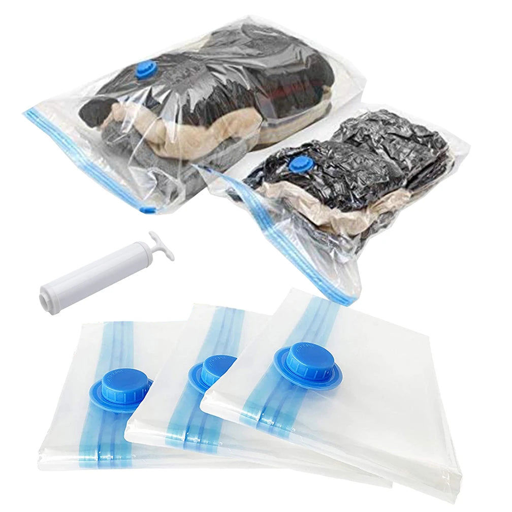 Jumbo Large Ziplock Vacuum Seal Bags for Bedding Clothes Pillows Storage Sealer Compression Packing Travel Hand Pump Accessories