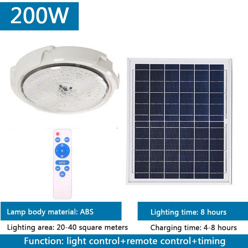 Indoor and Outdoor Remote Control High-power Solar Photovoltaic LED Ceiling Light Corridor Courtyard Super Bright Lighting