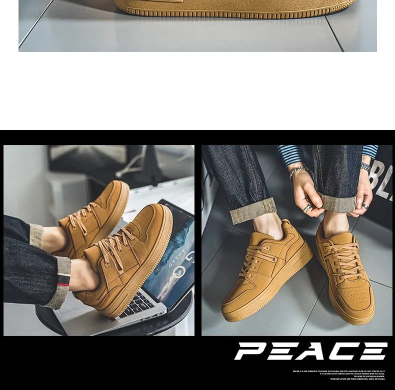 Men’s Casual Sports Shoes Comfortable in All Seasons Breathable Versatile Sneakers Khaki Air Force Flat Shoes for Men