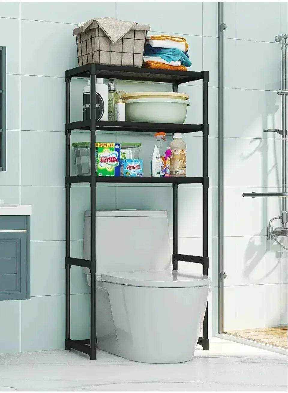 Toilet Storage Rack Perforation-Free Storage Shelf Large Capacity Multilayer Washing Machine Shelf Space-saving Standing Holder