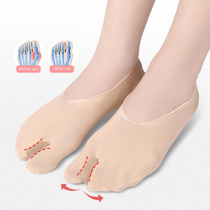 1Pair Toe Separator Sock Toe Separator Hallux Valgus Bunion Corrector Orthotics Feet Bone Thumb Adjuster Straightener Brace Foot