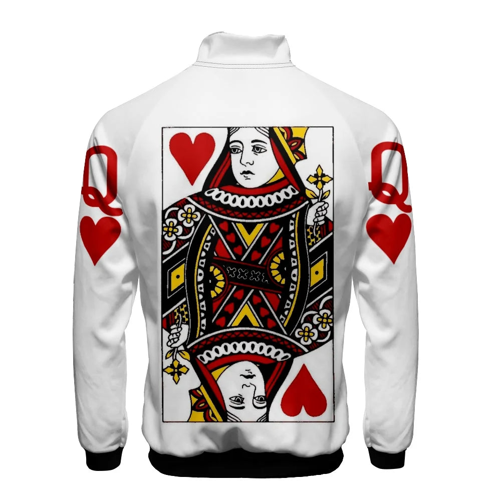 Coats Playing Cards Poker K Q print 3D Stand Collar Hoodies Men Women Casual Zipper Hoodie KING QUEEN Jacket Clothes