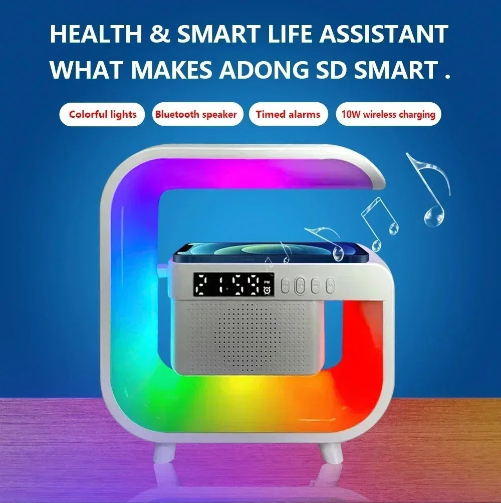 Bluetooth 5.0 Speaker FM TF RGB Night Light Fast Charging Station for iPhone Samsung Xiaomi