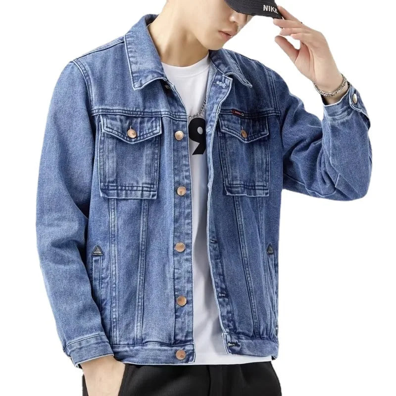 Men Black Denim Jacket Men's All-Match Korean Casual Fashionable Male Work Jacket Shirt Top New