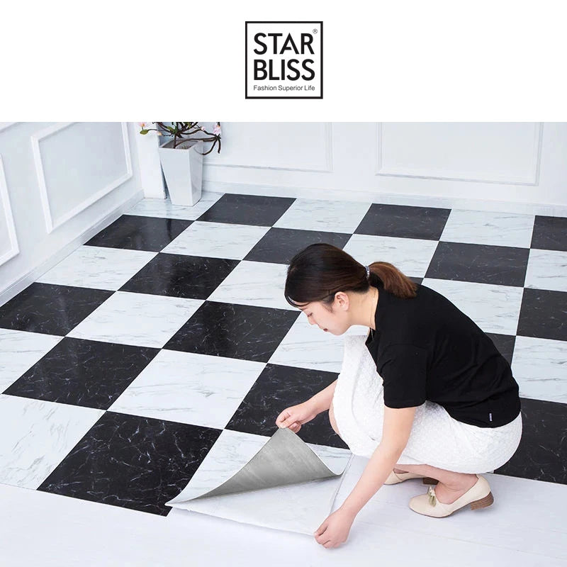 PVC Waterproof Self-adhesive Simulated Thick Marble Tile Floor Sticker Living room Toilet Kitchen Home Floor Decor Wall sticker