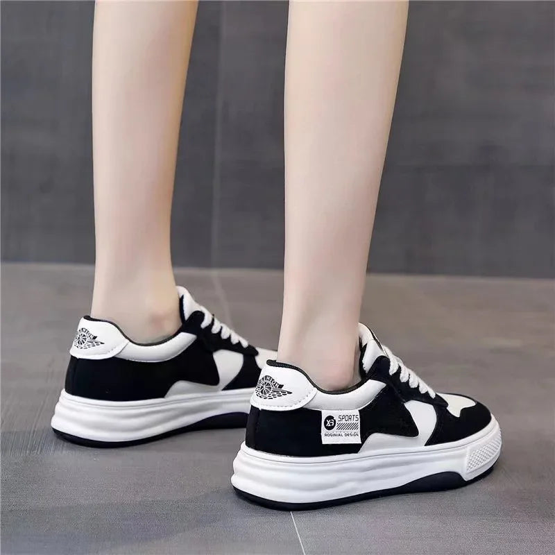 Sports Shoes Flat Female Sneakers Women Tennis Spring Casual Vulcanize Black Fashion Harajuku Thick-sole Sneakers