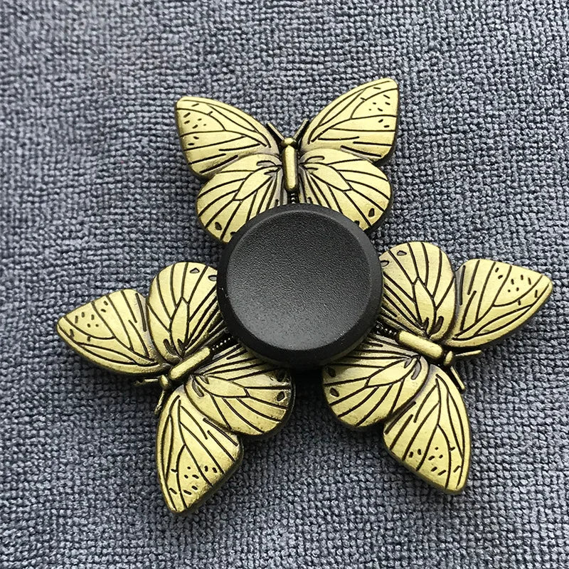 Fidget Finger Spinner Antique Brass Color Alloy Metal Hand Spinner Stress Relief Decompression Toy For Kids Adults Funny Gifts