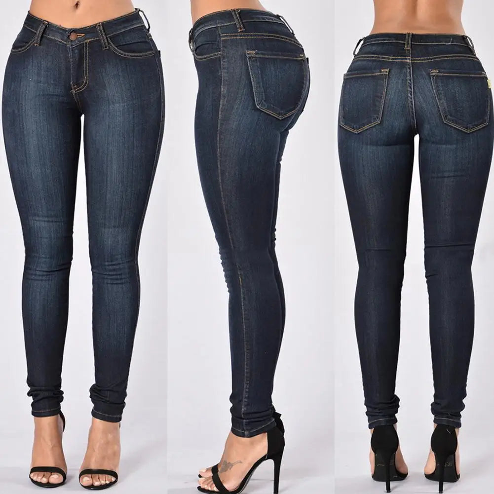 European and American Style Cotton Denim Jeans with High Waist Elasticity Black Jeans Pants Slouchy Jeans