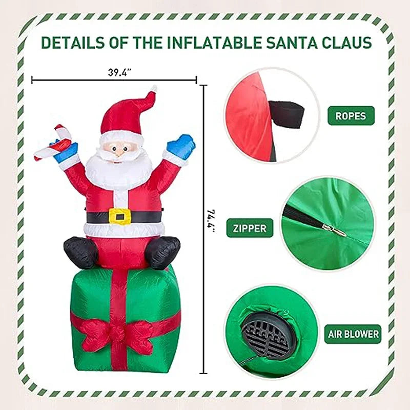 6FT Inflatable Santa Claus Christmas Decoration Indoor and Outdoor inflatable air model Christmas Gift