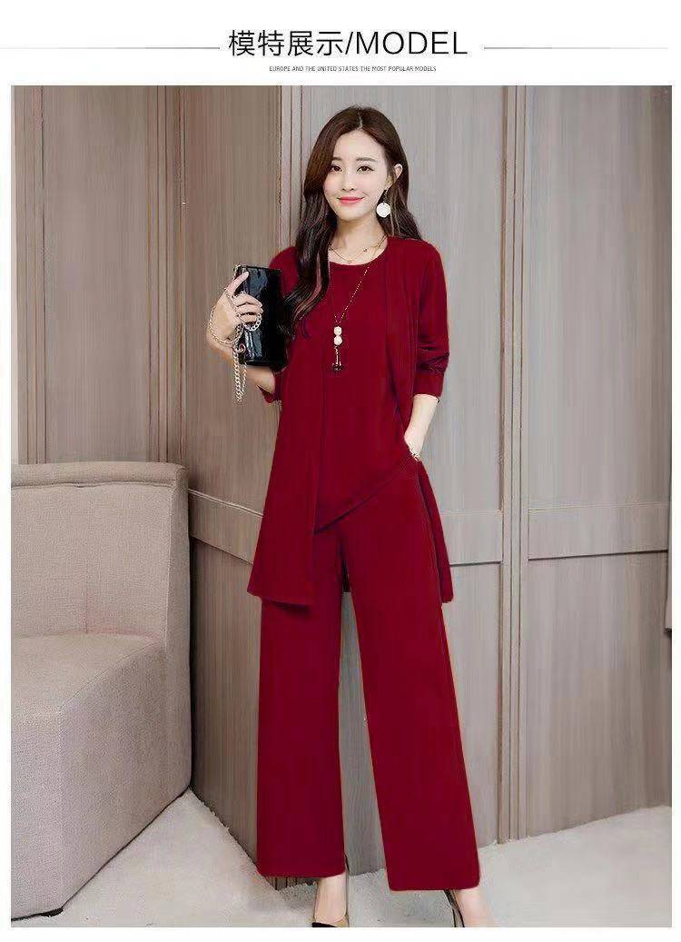 Women's Fashionable Stylish Wide Lady Slimming Fashion plus Size Women Three-Piece Suit