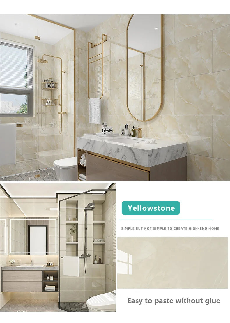 Wall Stickers Thick Self Adhesive Tiles Floor Stickers Marble Bathroom Ground Waterproof Wall Sticker  PVC Room