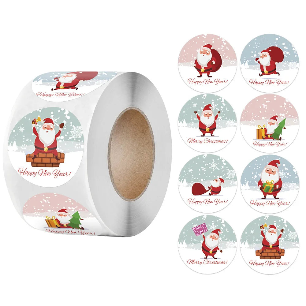 50-500Pcs Christmas Theme Seal Labels Stickers Merry Christmas Stickers For DIY Gift Baking Package Envelope Stationery Decor