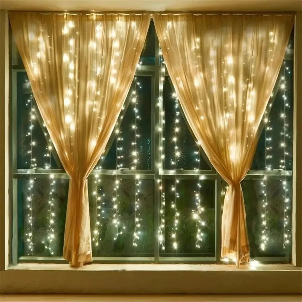 Curtain String Lights, 8 Modes Window Fairy Lights for Wedding Home Garden Bedroom Outdoor Indoor Wall Decorations