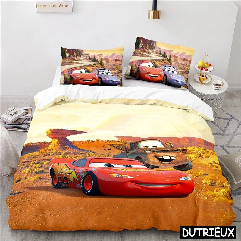 Comforter Cover Lightning McQueen Mater 3D Print Bedding Set Comforter Cover With Pillowcase Soft Duvet Cover Set For Children Boys Gift