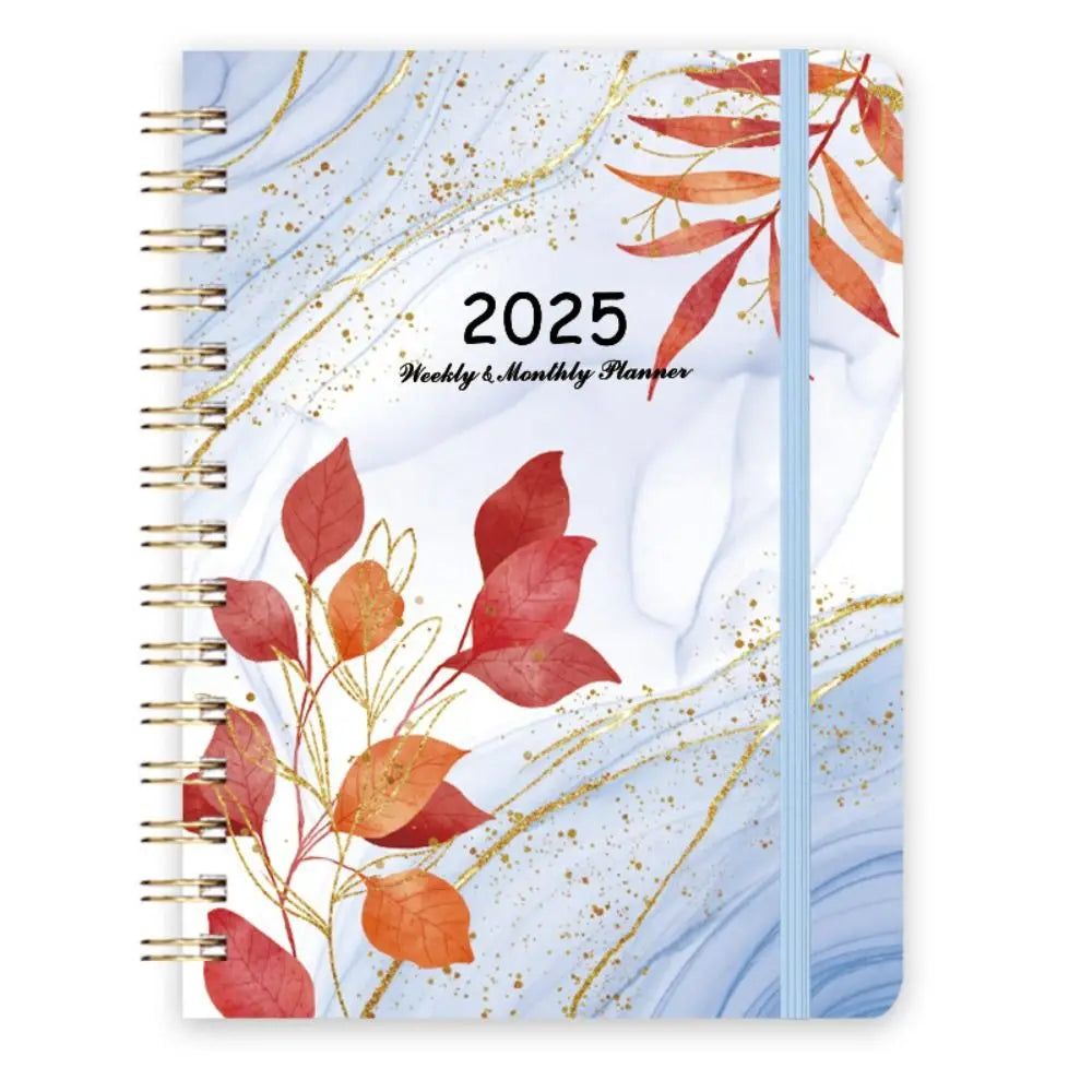 365-Day 2025 English Agenda Book Monthly Weekly Plan Flowers Diary Notebook Planner Organizer Practical A5 Schedule Planner