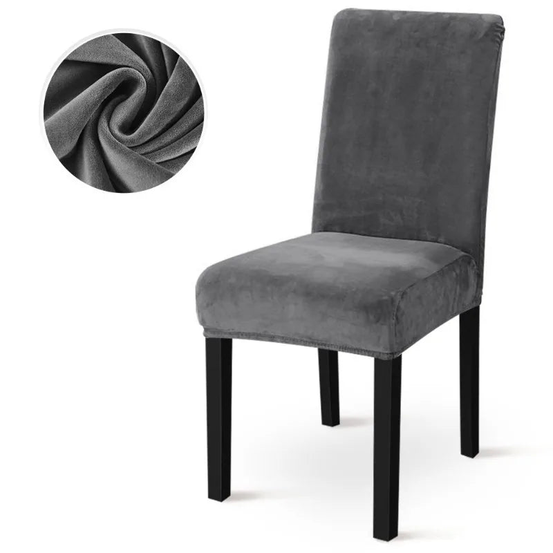 Luxury Velvet Chair Cover for Dining Room Wedding Hotel Banquet Adjustable Seat Cover Elastic Home Chair Cover Case